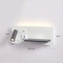 lampe de chevet murale avec chargement sans fil usb type-c et projecteur rotatif