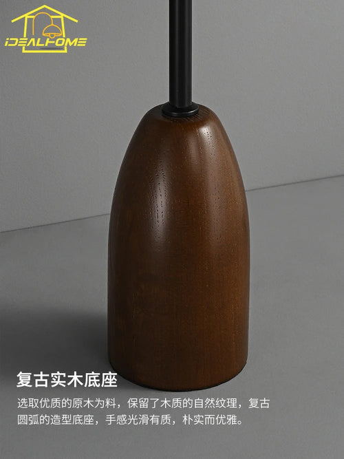 lampe de sol en bois tissé herbe médiévale minimaliste wabi-sabi - vue 5 sur 7