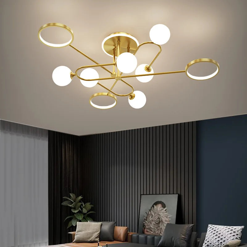 lustre led moderne en verre suspendu pour