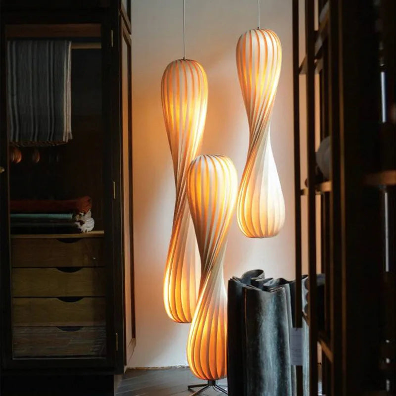 Bois lampadaire LED moderne rétro lumière debout gradation salon chambre luminaires en forme de spirale atmosphère Luminaire