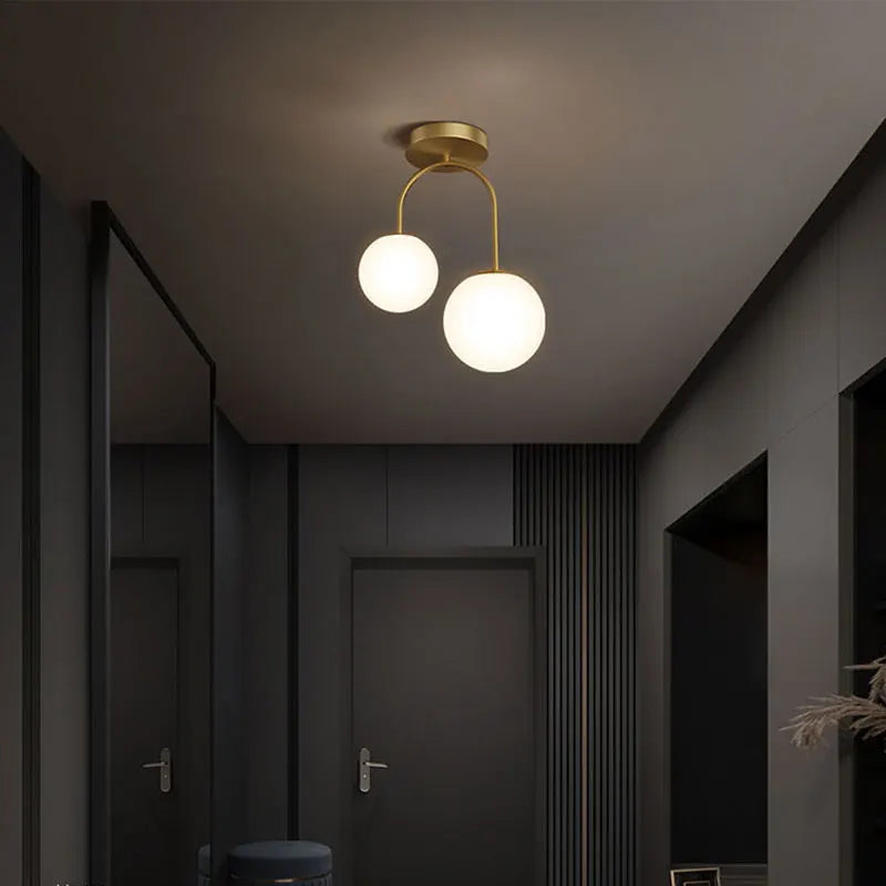 Boule de verre nordique LED plafonnier lampes pour allée couloir balcon couloir chambre horloge décoration de la maison éclairage intérieur - vue 4 sur 10