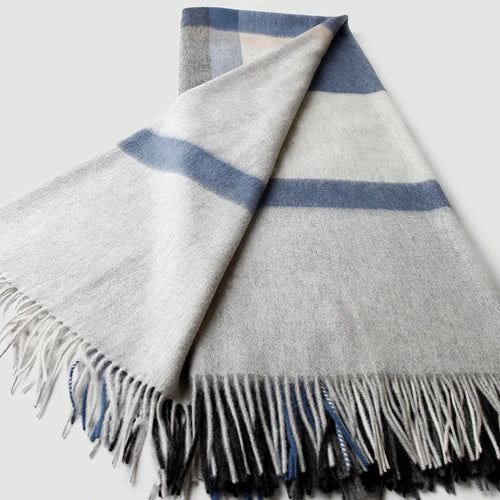 Plaid laine carreaux franges style jacquard salon