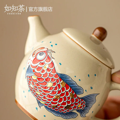 Théière arowana rétro kung fu en céramique 150ml