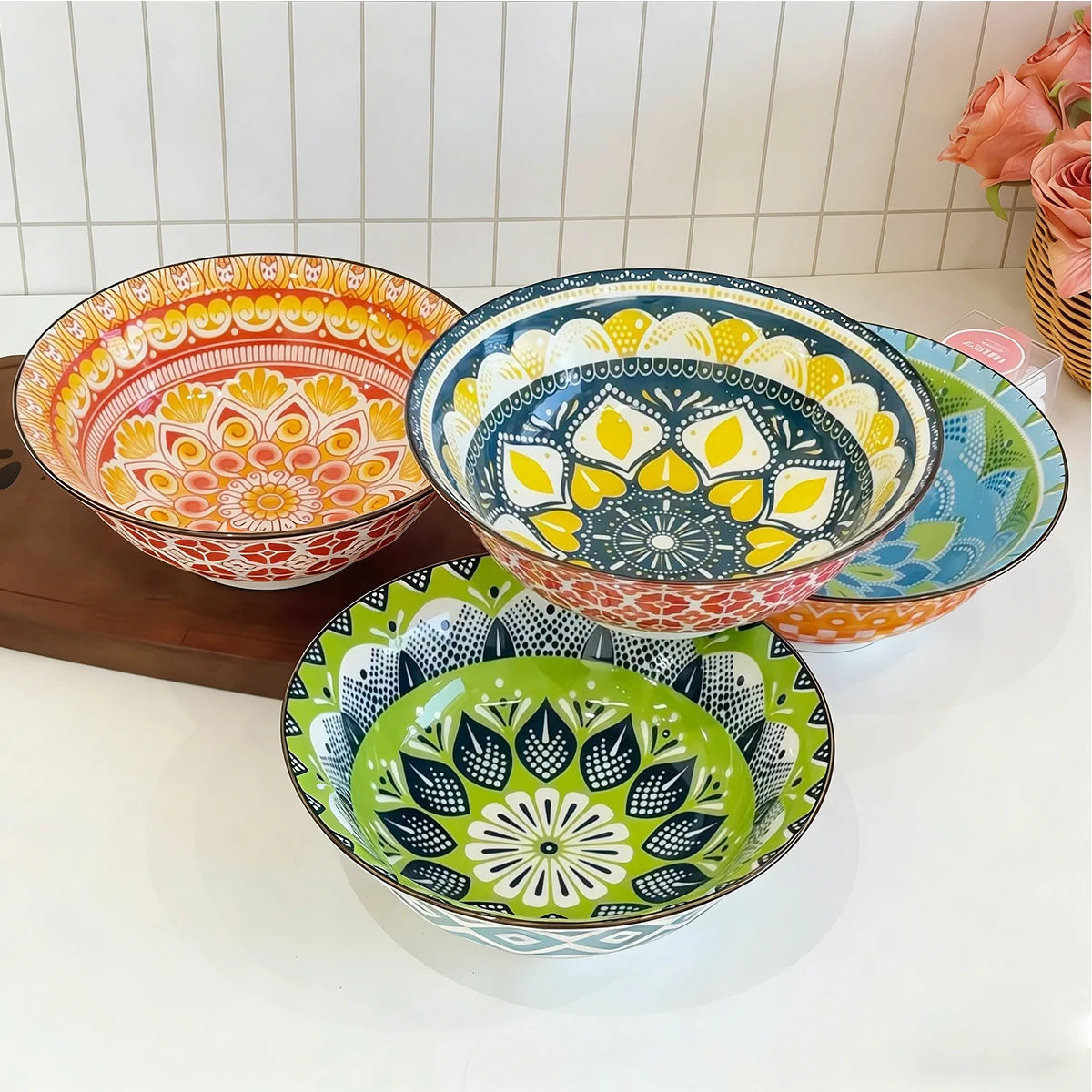 lot de 4 bols céramique bohème 20 cm
