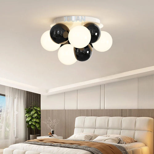 Lustre boule ronde nordique lumière bulle chambre plafonniers LED E27 salon salle à manger lustres pour chambre d'enfant