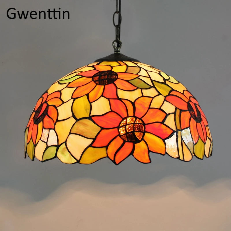 suspension en verre teinté style tiffany pour décoration moderne - vue 12 sur 14