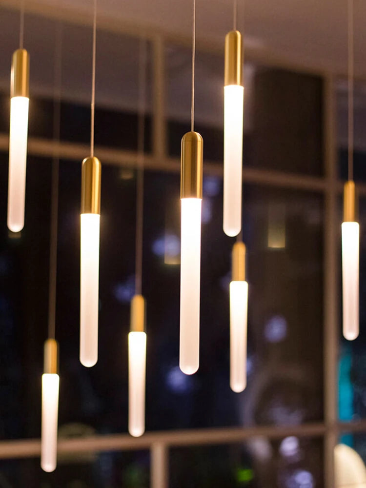 lustre led minimaliste moderne pour villa restaurant escalier