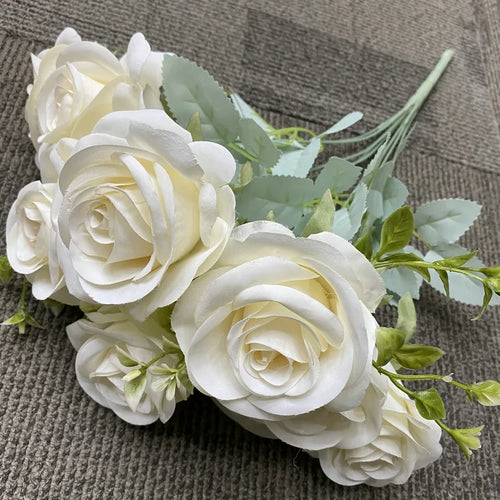 bouquet de roses artificielles en soie décoration florale élégante - vue 10 sur 15