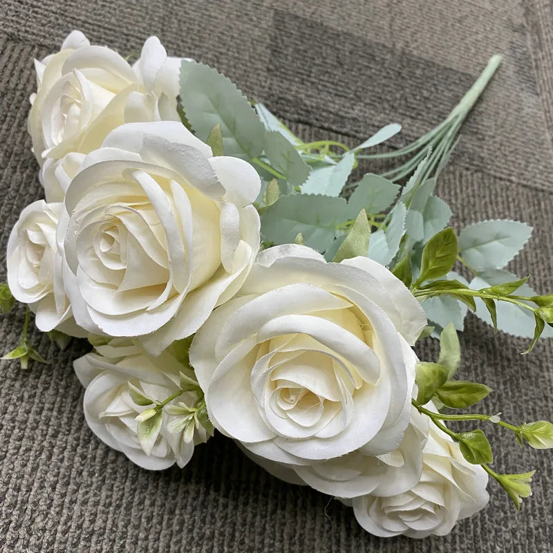 bouquet de roses artificielles en soie décoration florale élégante - vue 9 sur 15