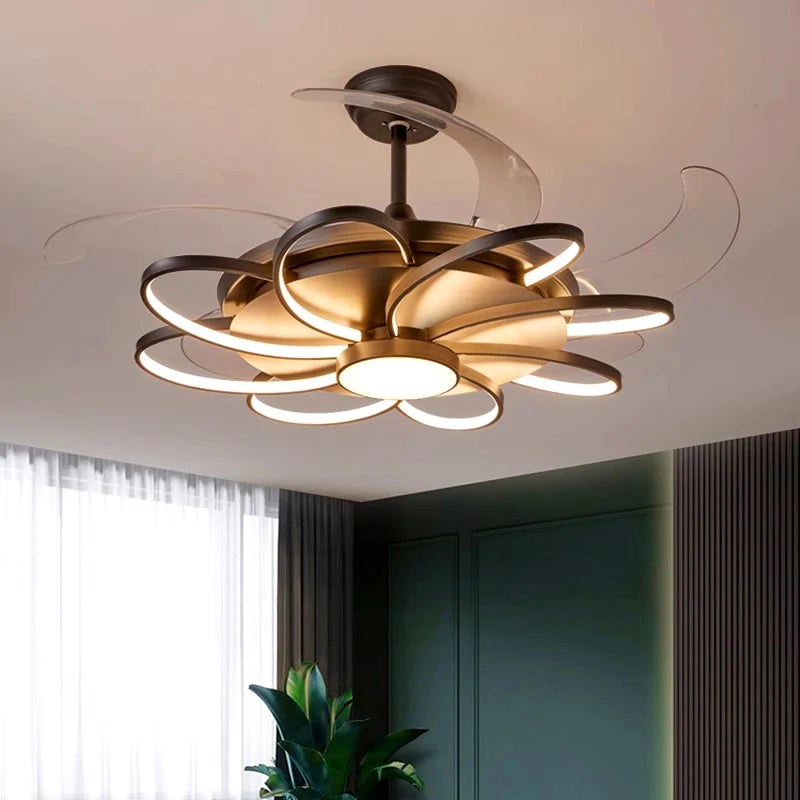 Plafonnier LED moderne avec ventilateur de plafond sans pales