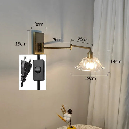 IWHD tirer chaîne verre applique murale LED applique bras gauche droite rotation chambre salon lumières nordique moderne à côté lampe Wandlamp - vue 21 sur 23