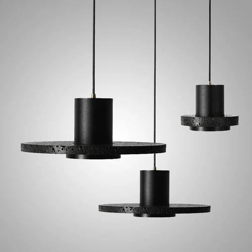 Suspension De Style Industriel Rétro Trou Noir Pierre LED Pendel Art Nordique Design Lustre pour Bar Salle À Manger Chambre