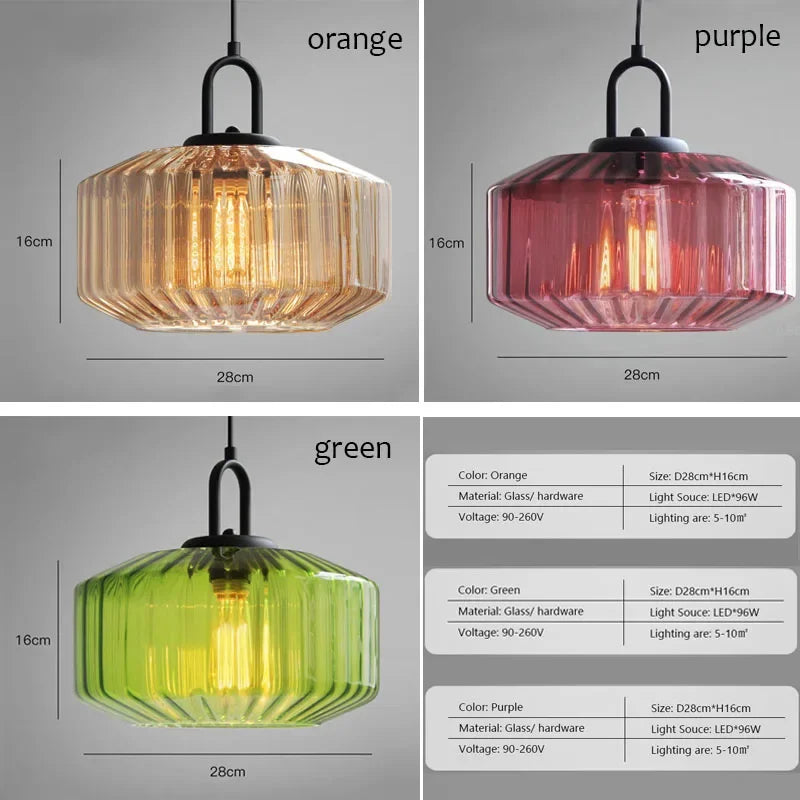 Suspension led nordique rétro en verre pour intérieur loft - vue 5 sur 9