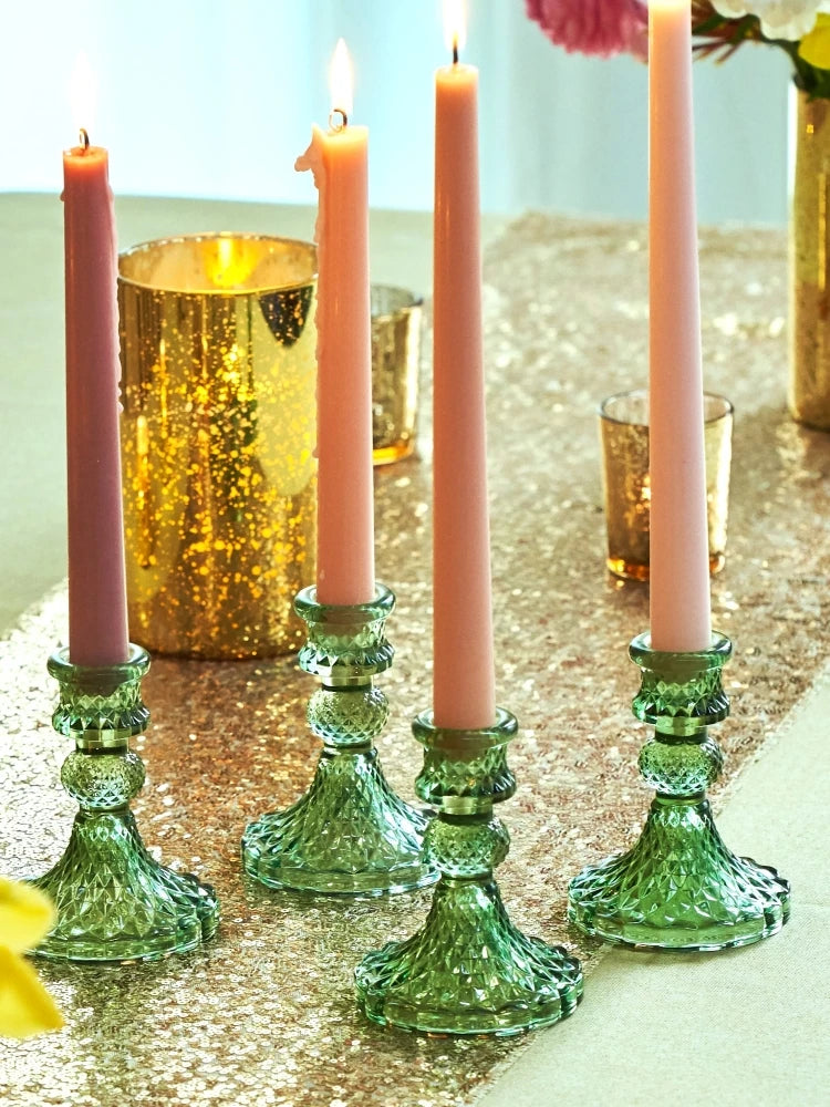 bougeoirs en verre cristal pour décorations de table festive - vue 4 sur 8