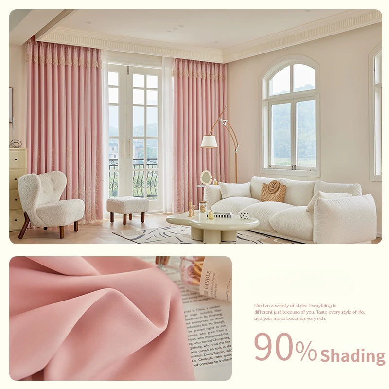 Rideau occultant motif floral style simple salon chambre - vue 9 sur 12