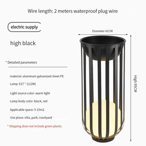Lampadaire solaire de jardin lampe nordique en pot de fleurs pour Villa cour cour passerelle couloir décor extérieur IP65 éclairage étanche - vue 13 sur 18