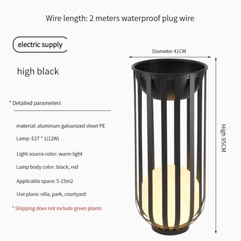 Lampadaire solaire de jardin lampe nordique en pot de fleurs pour Villa cour cour passerelle couloir décor extérieur IP65 éclairage étanche - vue 13 sur 18