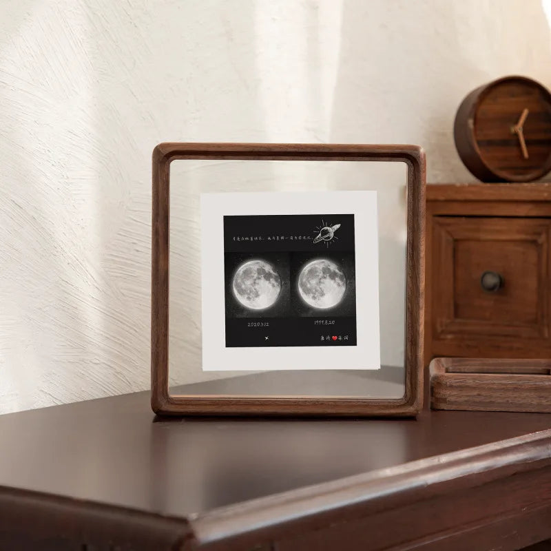 cadre photo double face en bois et verre pour décoration intérieure