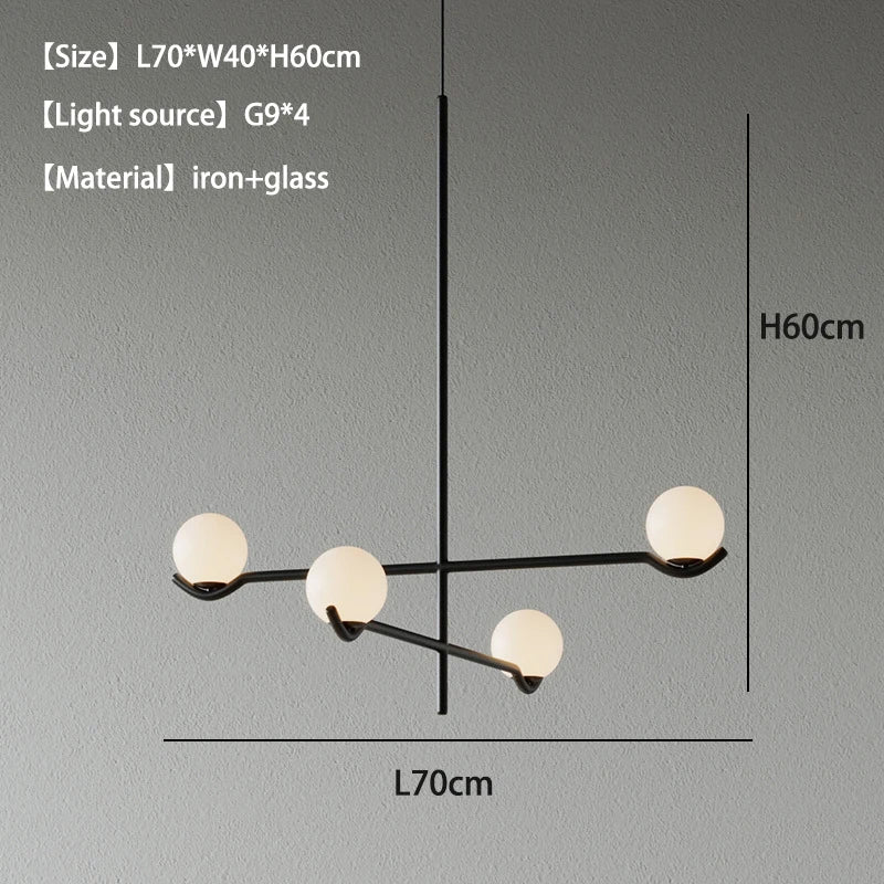 lustre minimaliste boule de verre Luces à LED pour chambre salon salle à manger maison lumière - vue 6 sur 14