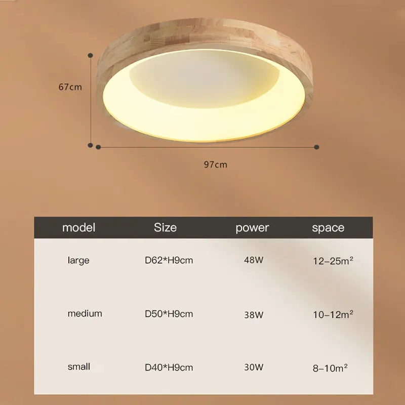 lustre moderne en bois et lumières led décoratives pour intérieur - vue 3 sur 8