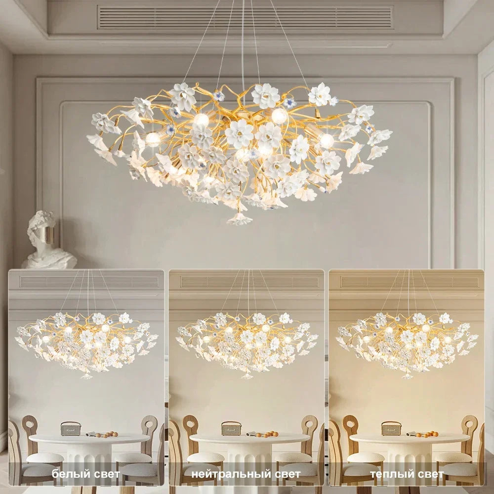 lustre romantique à fleurs pour décoration intérieure élégante - vue 5 sur 11