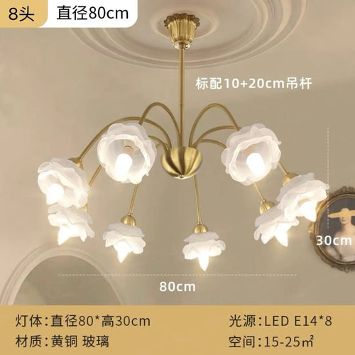 lustre rétro en laiton style français forme de fleur - vue 11 sur 11