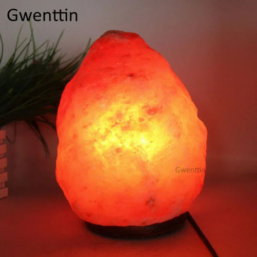lampe de sel en cristal de l'himalaya avec veilleuse led et base en bois - vue 5 sur 6