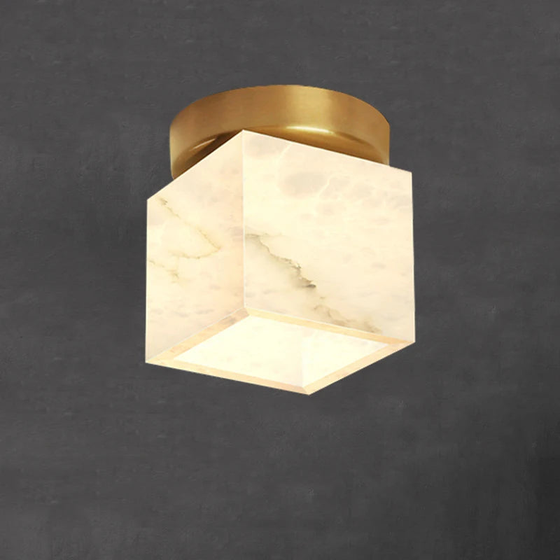 Plafonnier Boule de marbre lumière d'entrée Led luxe en laiton doré petit carré toilettes chambre balcon allée Luminaire
