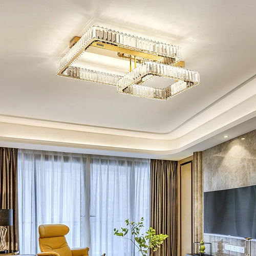 Plafonniers Led modernes à intensité variable pour salon Lustre cristal plafonnier chambre luxe plafonniers luminaires - vue 4 sur 11