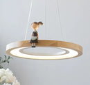 suspension ronde à led en bois pour éclairage commercial et industriel