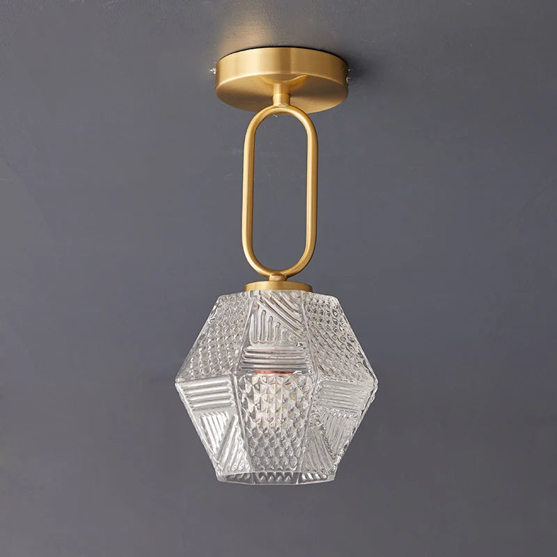 Plafonnier Style japonais simple rétro en verre doré
