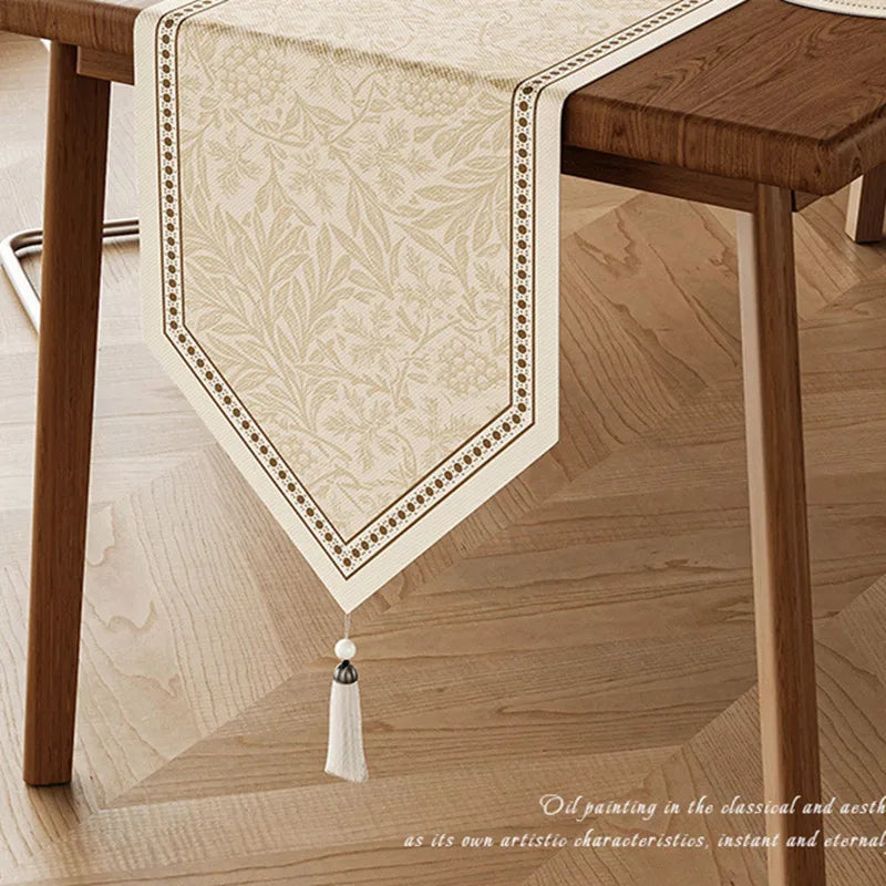 Chemin de table lin fleurs vintage style campagne - vue 3 sur 4