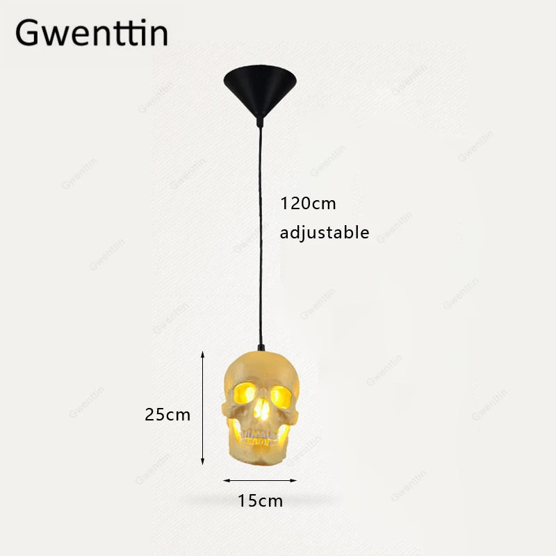 suspension rétro tête de mort décorative pour halloween - vue 6 sur 7