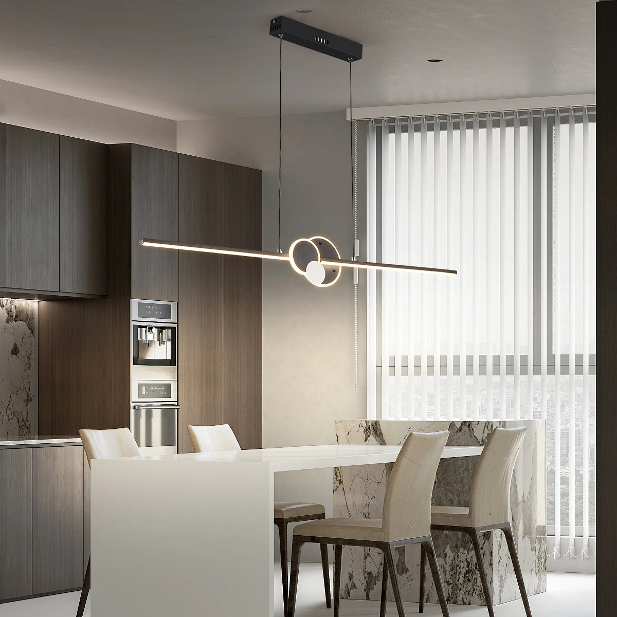 Modern Hanging LED Chandelier Tables, Restaurants, Kitchens, Minimum Ceiling Chandeliers, Home Decorative Lights, Linear - vue 4 sur 6