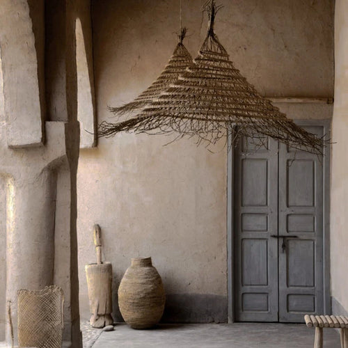 suspension rétro en bambou tissé pour décoration intérieure asiatique - vue 3 sur 8