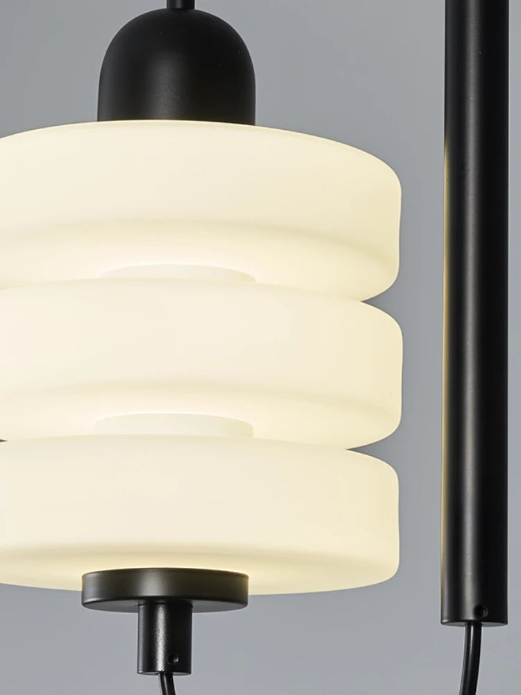lustre en verre noir et blanc design moderne élégant - vue 5 sur 7