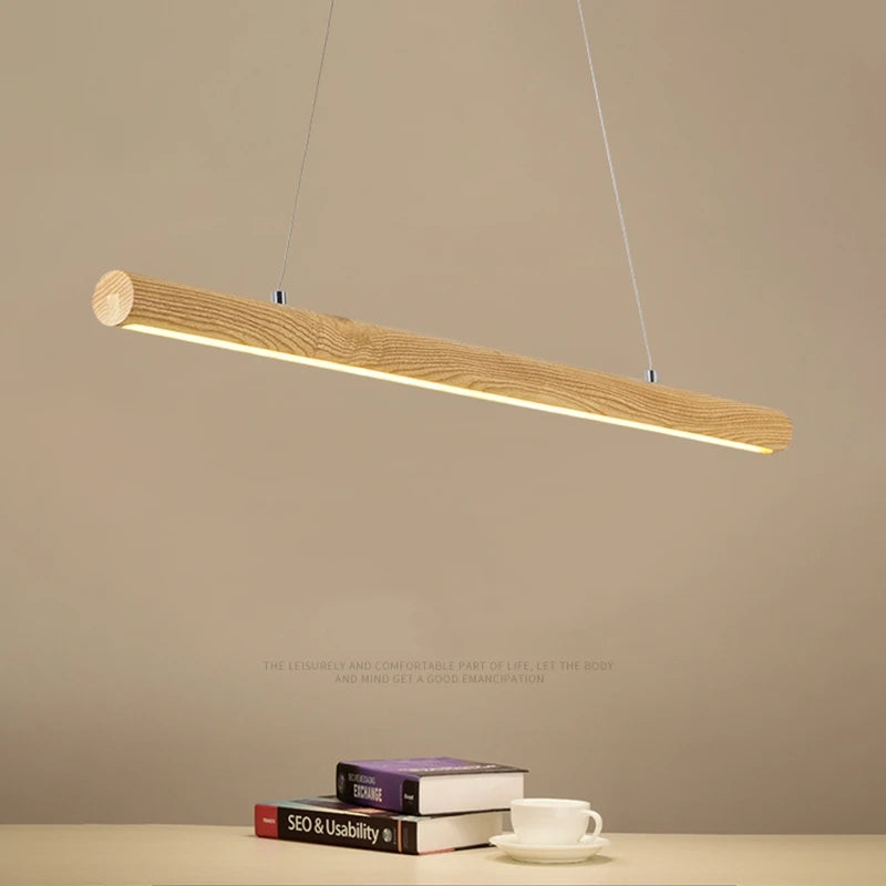 lampe suspendue nordique en bois massif pour intérieur led