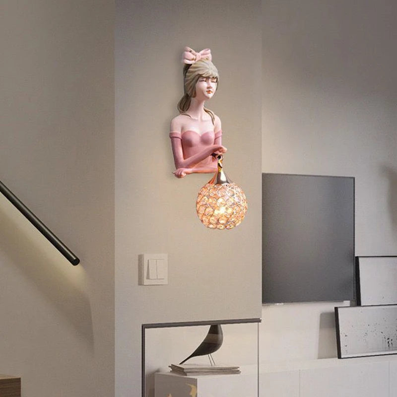 applique murale led moderne en résine pour belle fille