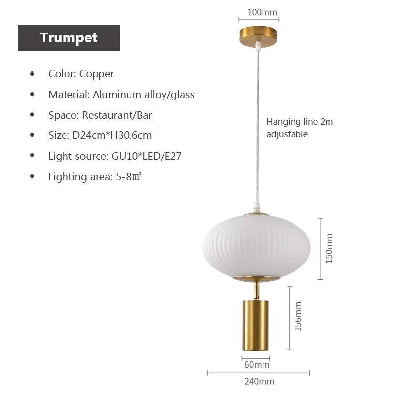 suspension en verre rétro design pour décoration intérieure