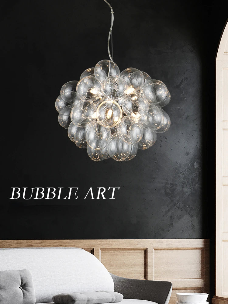 SANDYHA lustre à bulles de verre de luxe nordique salle à manger salon chambre Restaurant décor intérieur ballon luminaire suspendu