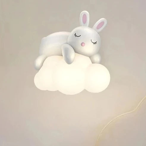 Applique murale lapin créatives sur nuage blanc