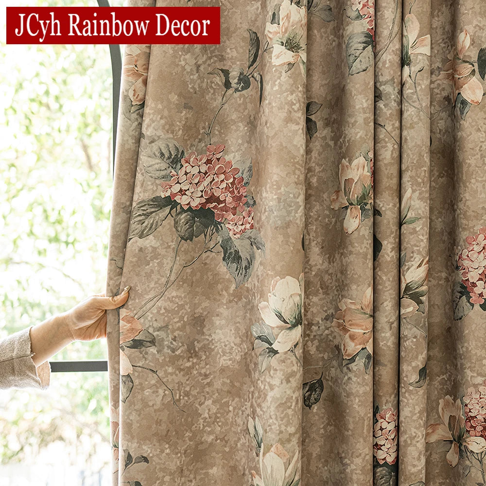 Rideau occultant floral style chinois traditionnel salon chambre - vue 4 sur 8
