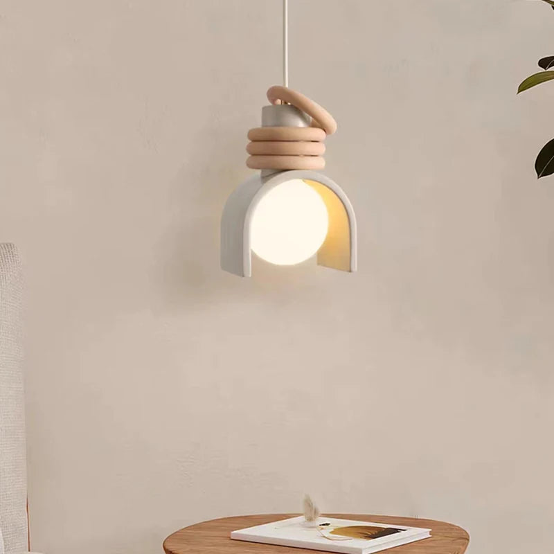 lustre led en résine 	 style avec cordon réglable