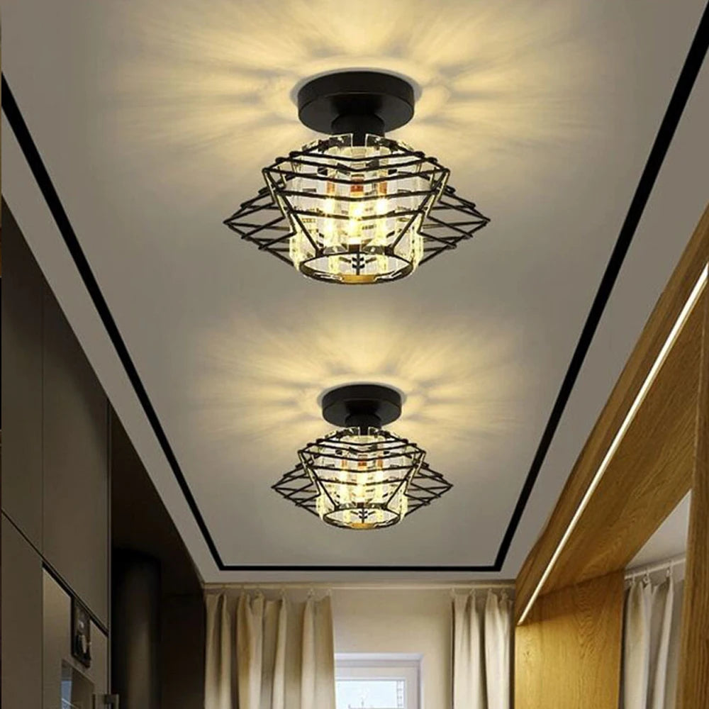 lampe de luxe en verre cristal lustre plafond industriel moderne - vue 4 sur 15