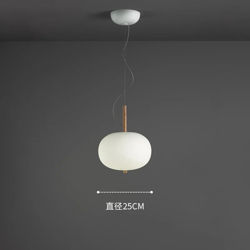 Kobuc Design nordique salon suspension avec grande boule ronde abat-jour en verre créatif bois lustre salle à manger chevet - vue 8 sur 13