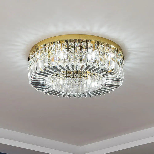 lustre moderne en cristal chrome rond nordique led suspendu