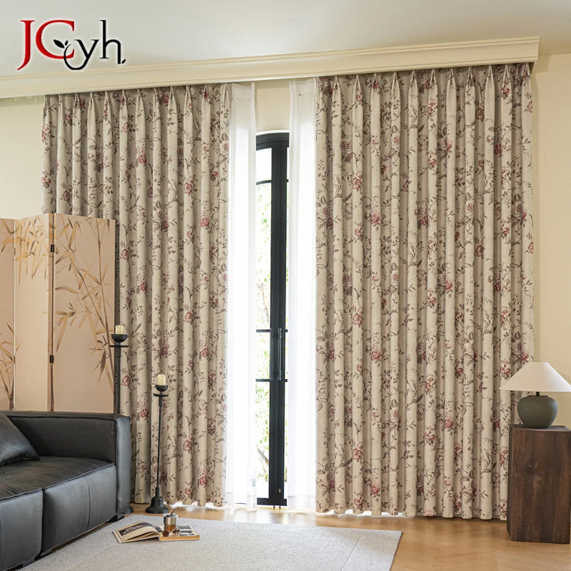Rideau occultant motif floral style moderne salon chambre