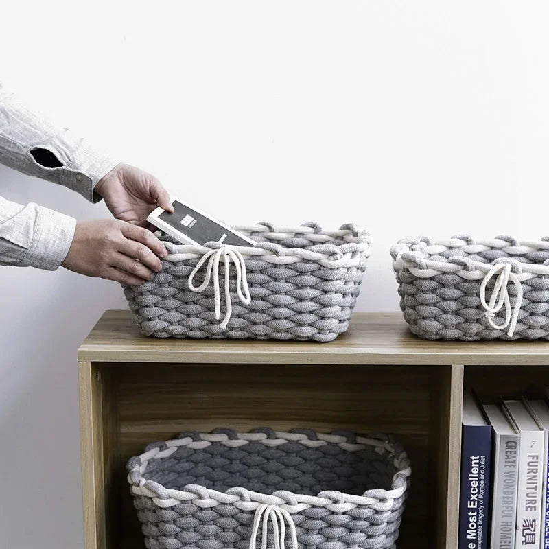 panier en corde de coton pour rangement divers et décoration nordique - vue 4 sur 13