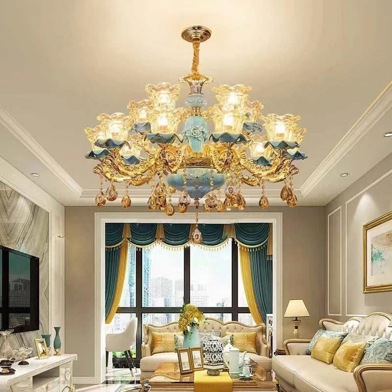 lustre rétro en céramique style européen pour intérieur - vue 3 sur 14