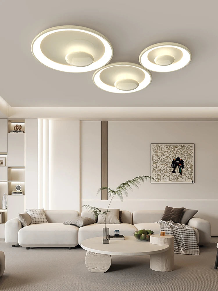 plafonnier led rond style crème variable avec télécommande - vue 3 sur 9